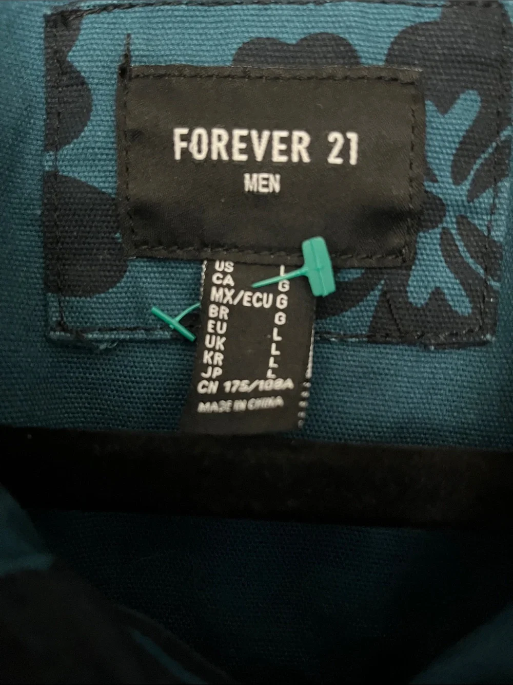 Forever 21 Teal Button-Up Floral Utility Jacket